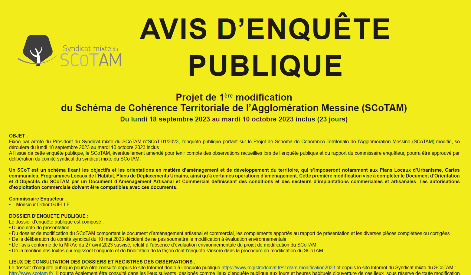 1ère modification du SCoTAM…l’enquête publique est ouverte !